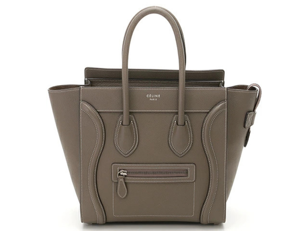 Celine Luggage Tote Shopper Tote Bag Gray Calfskin